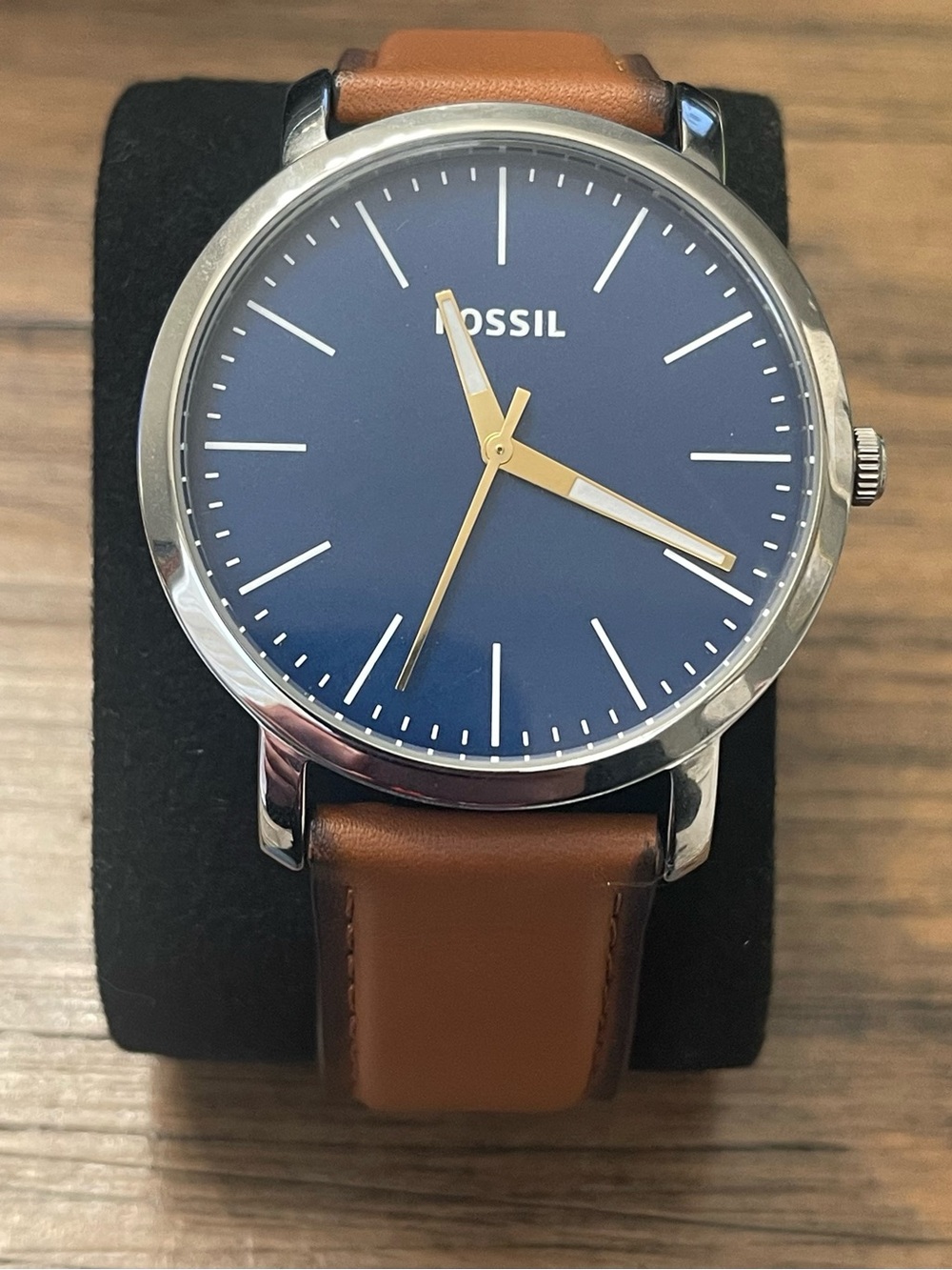 Fossil Men's Navy Dial Brown Leather Strap Watch